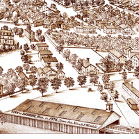 Dedham, MA in 1876 - Bird's Eye View Map, Aerial map, Panorama map, Vintagemap, Antique map, Reproduction, Giclée, Framable map, Fine Art - Thumbnail 2