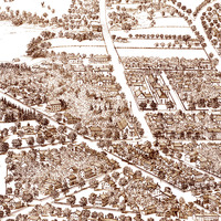 Dedham, MA in 1876 - Bird's Eye View Map, Aerial map, Panorama map, Vintagemap, Antique map, Reproduction, Giclée, Framable map, Fine Art - Thumbnail 3