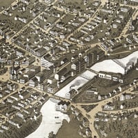 Claremont, NH in 1877 - Bird's Eye View Map, Aerial, Panorama, Vintage, Antique, Reproduction, Giclée, Framable, Fine Art - Thumbnail 4