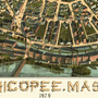 Chicopee, MA in 1878 - Bird's Eye View Map, Aerial Map, Panorama Map, Vintage Map, Antique Map, Reproduction, Giclée, Framable Map, Fine Art-1