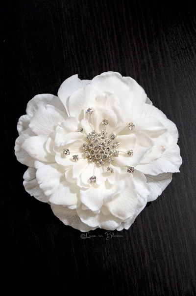 Wedding Hair Flower With Crystals & Rhinestones, Realistic Wedding Hair Flower - Illuminating Bliss #RF704 By Luxe in Bloom