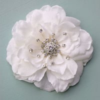 Wedding Hair Flower With Crystals & Rhinestones, Realistic Wedding Hair Flower - Illuminating Bliss #RF704 By Luxe in Bloom - Thumbnail 1