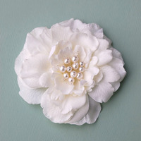 Wedding Hair Flower With Pearls, Realistic Wedding Hair Flower - Romance in Bloom #RF703 By Luxe in Bloom - Thumbnail 2