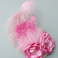 Wedding Hair Piece, Flower Feather Mini Hat Vintage Inspired Style #MH505 : Luxe in Bloom - Thumbnail 2