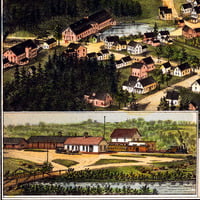 Bridgton, Maine in 1888 - Bird's Eye View Map, Aerial, Panorama, Vintage, Antique, Reproduction, Giclée, Framable, Fine Art - Thumbnail 2