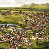 Bridgton, Maine in 1888 - Bird's Eye View Map, Aerial, Panorama, Vintage, Antique, Reproduction, Giclée, Framable, Fine Art - Thumbnail 4