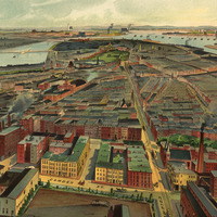 View of Boston, MA in 1902 - Beach & Clarridge Co., Makers of Soda Water Flavors - Bird's Eye, Panorama, Vintage, Antique, Reproduction Art - Thumbnail 3