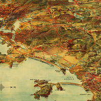 Boston, MA and Environs in 1905 - Bird's Eye View Map, Aerial Map, Panorama, Vintage, Antique Map, Reproduction, Giclée, Framable, Fine Art - Thumbnail 3