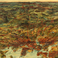 Boston, MA and Environs in 1905 - Bird's Eye View Map, Aerial Map, Panorama, Vintage, Antique Map, Reproduction, Giclée, Framable, Fine Art - Thumbnail 4