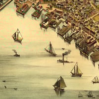 Beverly, MA in 1886 - Bird's Eye View Map, Aerial Map, Panorama Map, Vintage Map, Antique Map, Reproduction, Giclée, Framable Map, Fine Art - Thumbnail 4