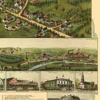 Barre, MA in 1891 - Bird's Eye View Map, Aerial Map, Panorama Map, Vintage Map, Antique Map, Reproduction, Giclée, Framable Map, Fine Art - Thumbnail 3