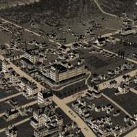 Bar Harbor, Maine in 1886 - Bird's Eye View Map, Aerial, Panorama, Vintage, Antique, Reproduction, Giclée, Framable, Fine Art - Thumbnail 2