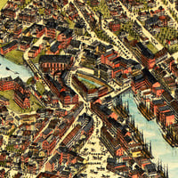 Bangor, Maine in 1875 - Bird's Eye View Map, Aerial, Panorama, Vintage, Antique, Reproduction, Giclée, Framable, Fine Art - Thumbnail 4