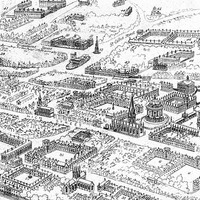 Key to Oxford, England: The City and the University in 1850 - Bird's Eye, Panorama, Vintage, Antique, Reproduction, Framable, Fine Art, - Thumbnail 4