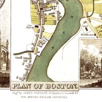 Plan of Boston, England from 1837 - Engineering Plan, City Plan, Vintage, Antique, Reproduction, Framable, Fine Art, wall art - Thumbnail 1