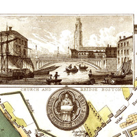 Plan of Boston, England from 1837 - Engineering Plan, City Plan, Vintage, Antique, Reproduction, Framable, Fine Art, wall art - Thumbnail 3