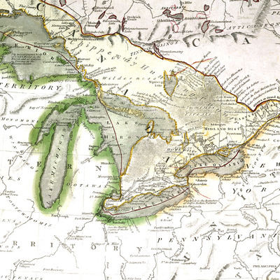 Canada and nova scotia in 1817 - vintage map, antique map, reproduction, framable map, fine art, wall map, great lakes, hudson bay, asia!