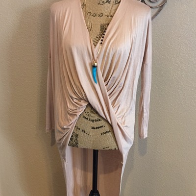 Taupe twisted hi-lo top - Thumbnail 5