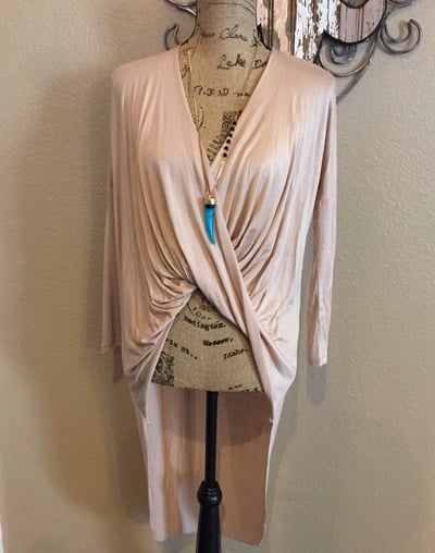 Taupe Twisted Hi-Lo Top