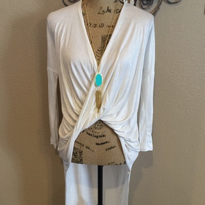 Off white twisted hi-lo top - Thumbnail 5