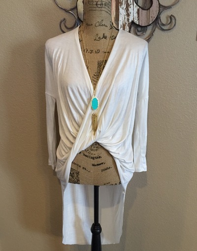 Off White Twisted Hi-Lo Top