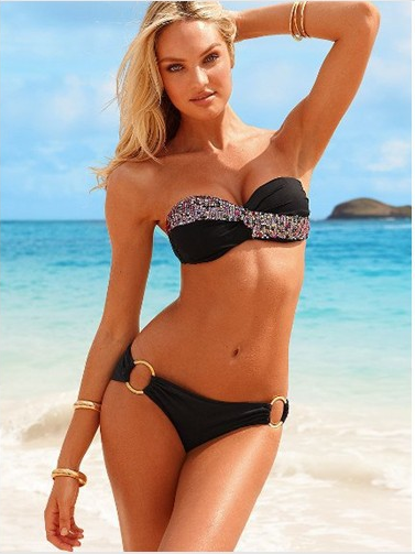 Black Sequins Tube Top Bikini