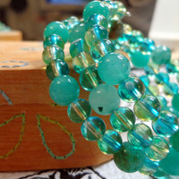 Turquoise Glass Wrap Bracelet - Thumbnail 1
