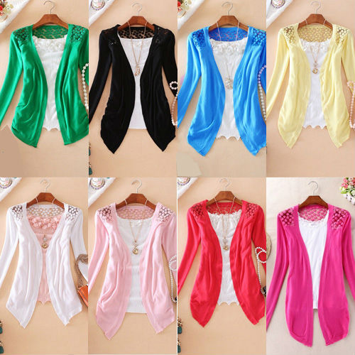 Sweet Lace Candy Color Sweater Cardigan