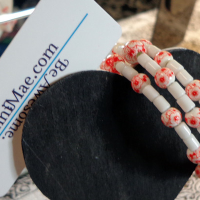 Red and white wrap bracelet