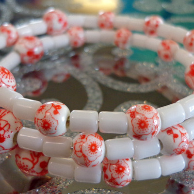 Red and white wrap bracelet