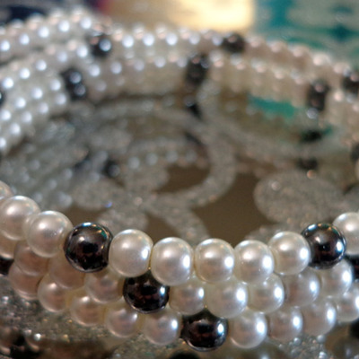 Black and white wrap bracelet