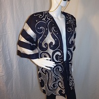 Vintage Ronee Blue Gray Throw, Size 1X  - Thumbnail 1