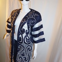 Vintage Ronee Blue Gray Throw, Size 1X  - Thumbnail 2