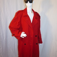 Vintage International Red Wool Coat, Size XL - Thumbnail 1
