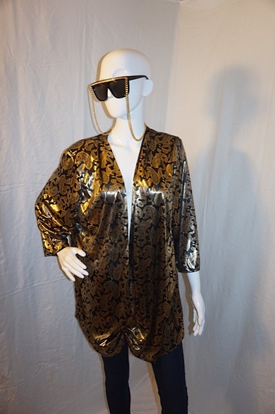 Vintage risa ann black/gold metallic top, size 1x