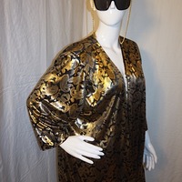 Vintage Risa Ann Black/Gold Metallic Top, Size 1X - Thumbnail 1