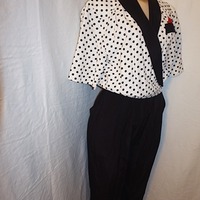 Vintage John Roberts Black/White Polkadot Jumper, Size  M - Thumbnail 1