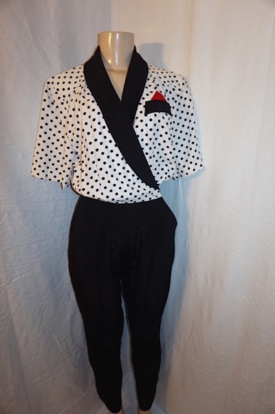 Vintage john roberts black/white polkadot jumper, size  m