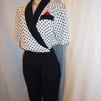 Vintage John Roberts Black/White Polkadot Jumper, Size  M - Thumbnail 2