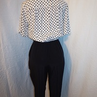 Vintage John Roberts Black/White Polkadot Jumper, Size  M - Thumbnail 3