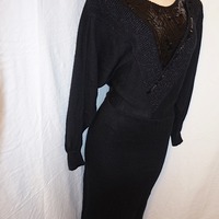 Vintage Burman INT Black Sweater Dress, 1X - Thumbnail 1