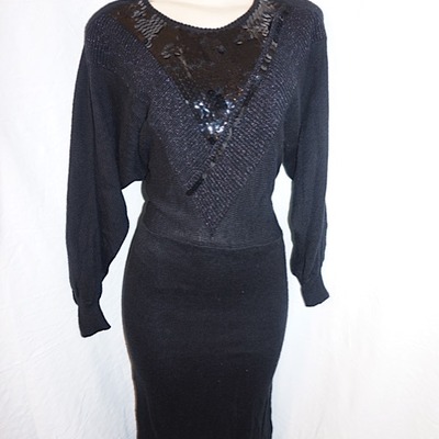Vintage burman int black sweater dress, 1x