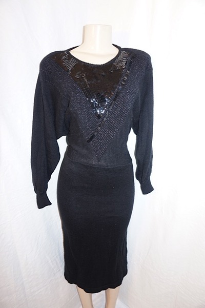 Vintage burman int black sweater dress, 1x