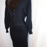 Vintage Burman INT Black Sweater Dress, 1X - Thumbnail 3