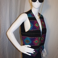 Vintage Black Neon Print Vest, Size 1X - Thumbnail 1