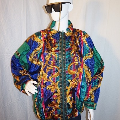 Vintage plus fashion green/gold bomber jacket, size 2x-3x