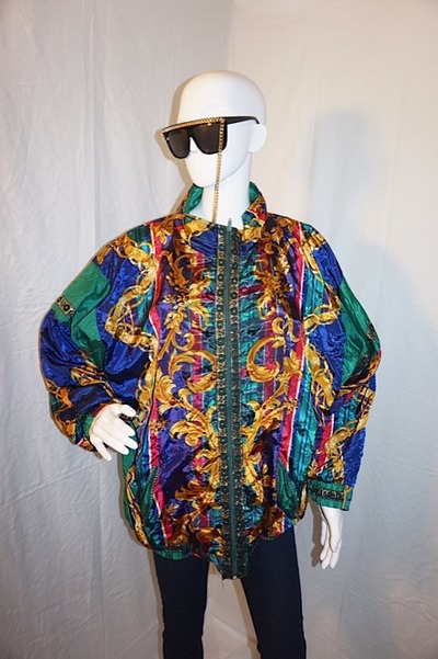 Vintage plus fashion green/gold bomber jacket, size 2x-3x