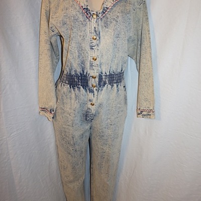 Vintage ideas yellow/light green jean jumper, size l