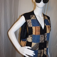 Vintage Stone Bridge Black Pot Vest, 1X - Thumbnail 1