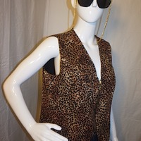 Vintage Nicole Leopard Zip-up Vest,  Size  XL - Thumbnail 1